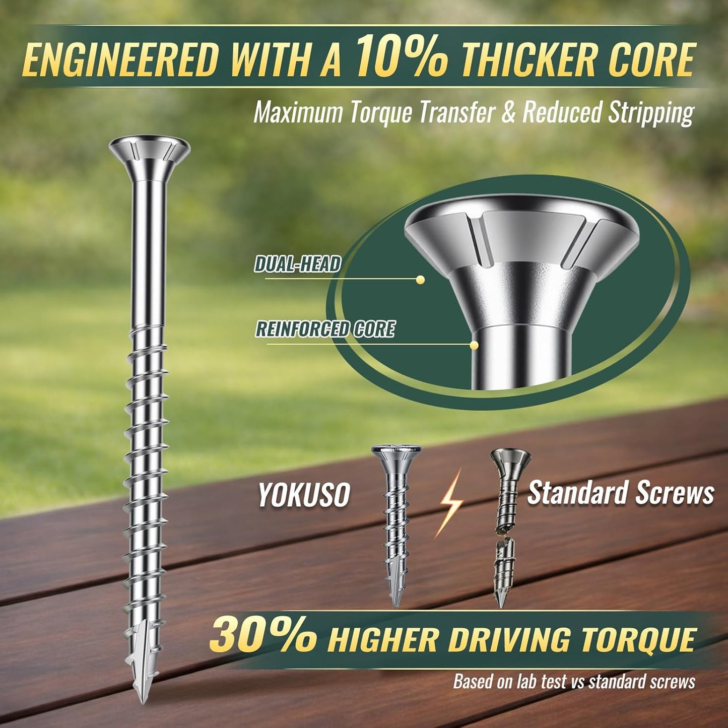 Tornillos acero inox 304 #8 1-5/8pulg Torx T20 resistentes exterior