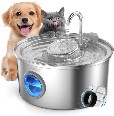 Fuente agua gatos acero inox 3.2L ventana dispensador automático