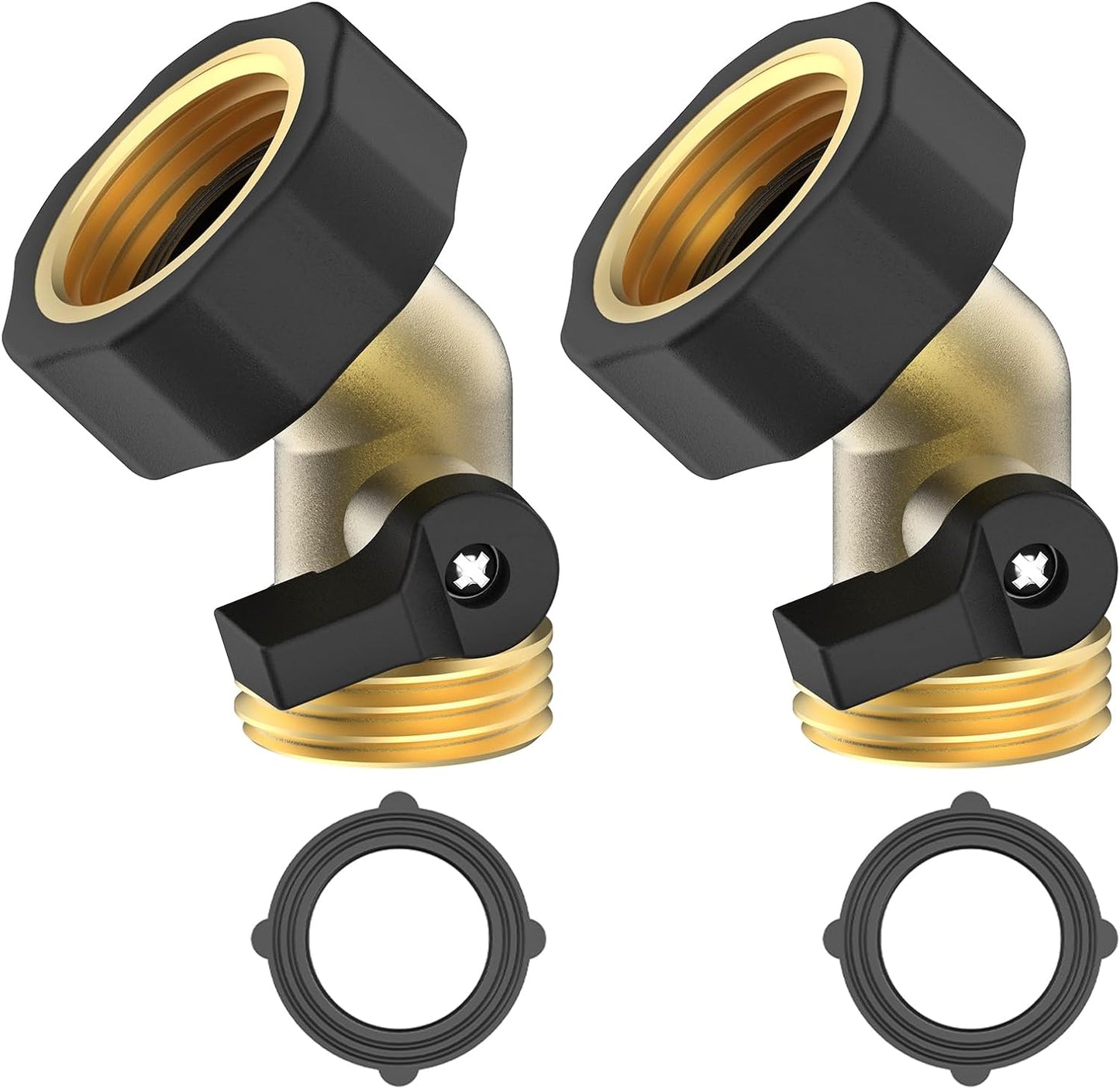 Conector manguera jardín cuello cisne válvula latón 3/4pulg set 2