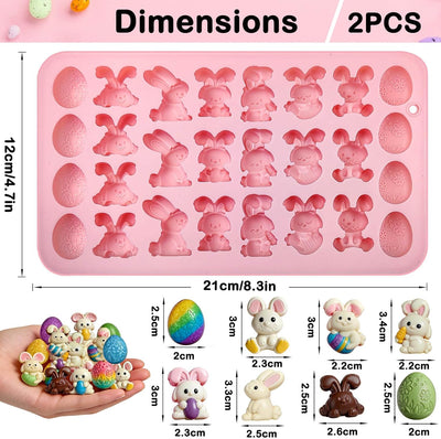 2 Moldes Silicona Conejo Pascua para Chocolate y Fondant