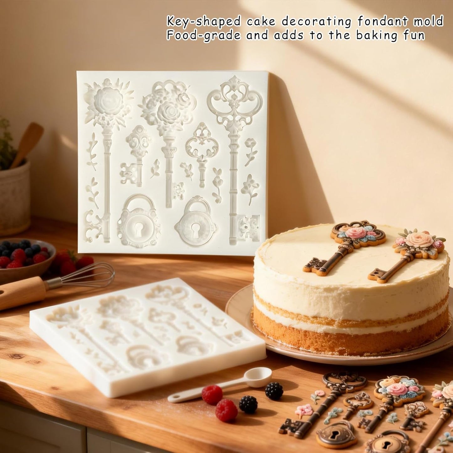 Molde de silicona con diseño flor de llave barroco para cupcakes y decoración