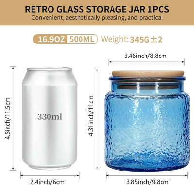 Tarro de cristal vintage estilo martillo con tapa de bambú para azúcar, café, té y despensa