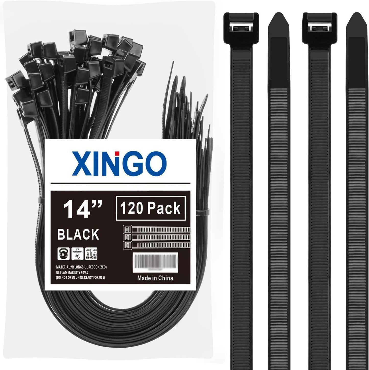 Bridas plástico negro 14pulg set 120uds uso interior exterior
