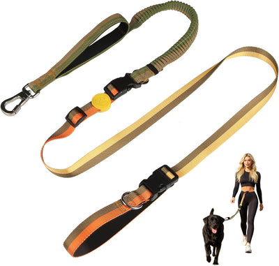 Correa perro 6en1 ajustable 6pies para 30-150lbs oliva dorado