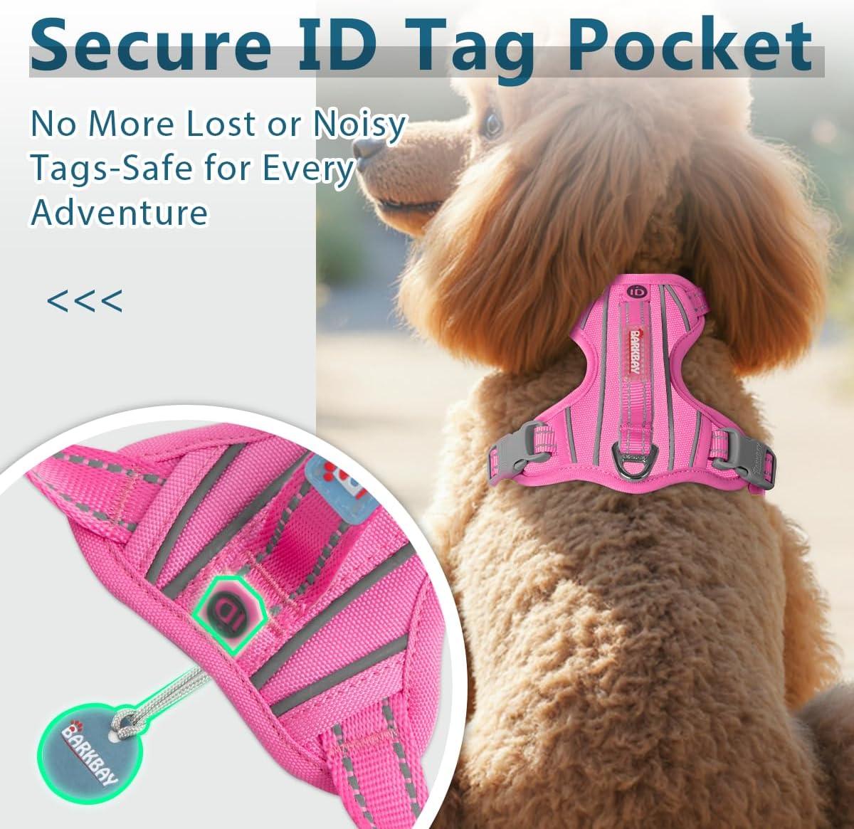 Arnés perro grande con bolsillo identificación rosa
