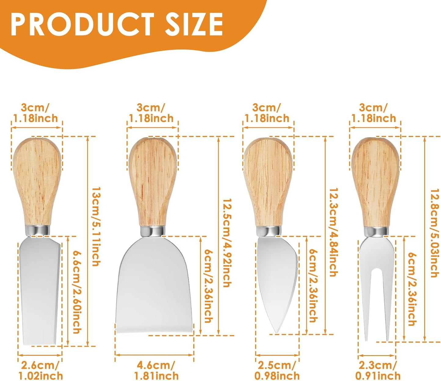 Set 64 cuchillos queso acero inox espátula tenedores