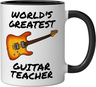 Taza de cerámica para guitarrista eléctrico negro/blanco