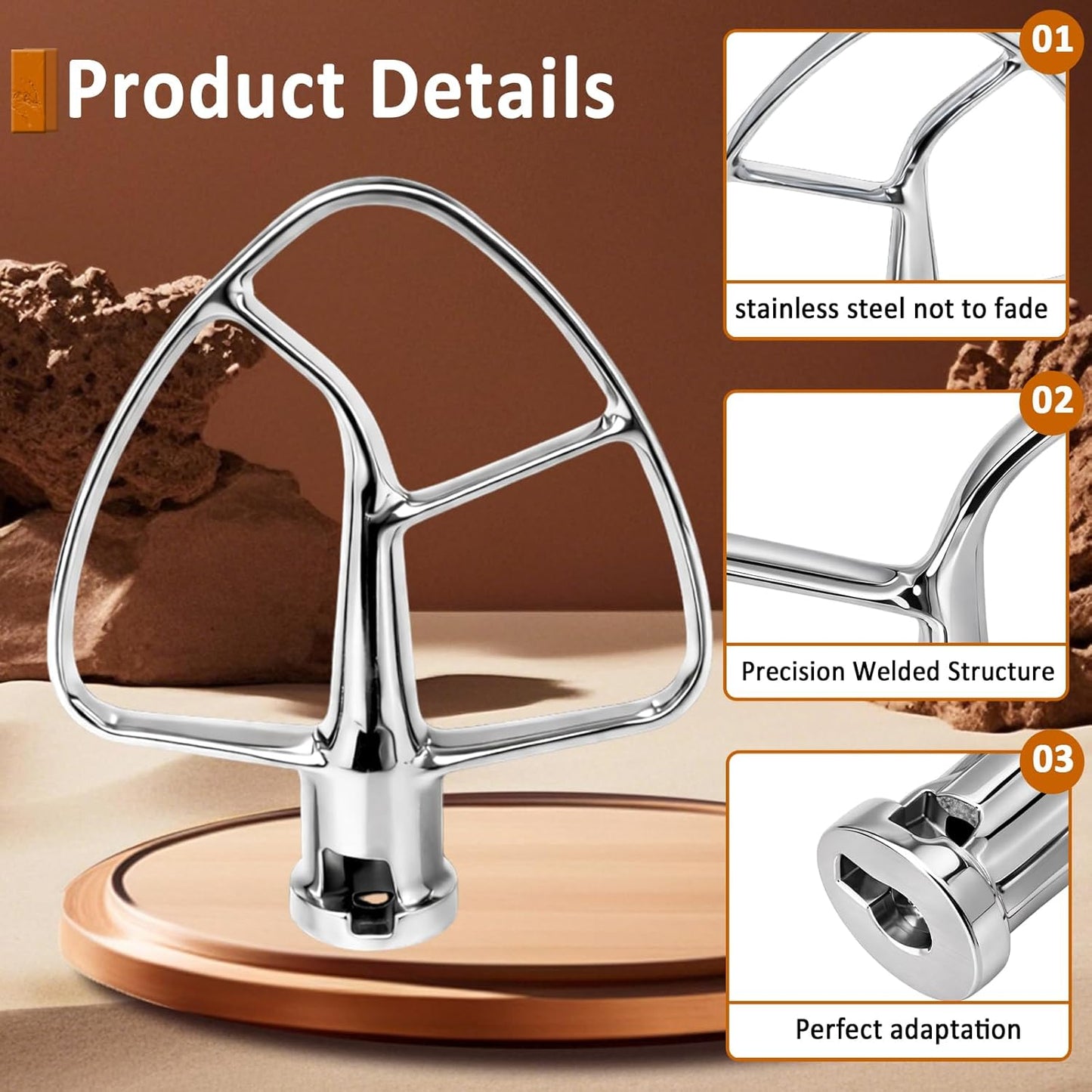Batidor plano acero inox K45B para KitchenAid 4.5-5qt