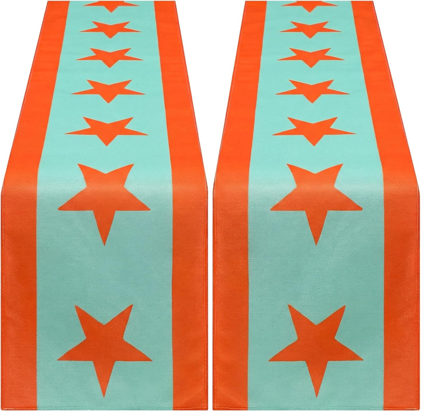 Decoración de fiesta de niña naranja y verde camino de mesa retro