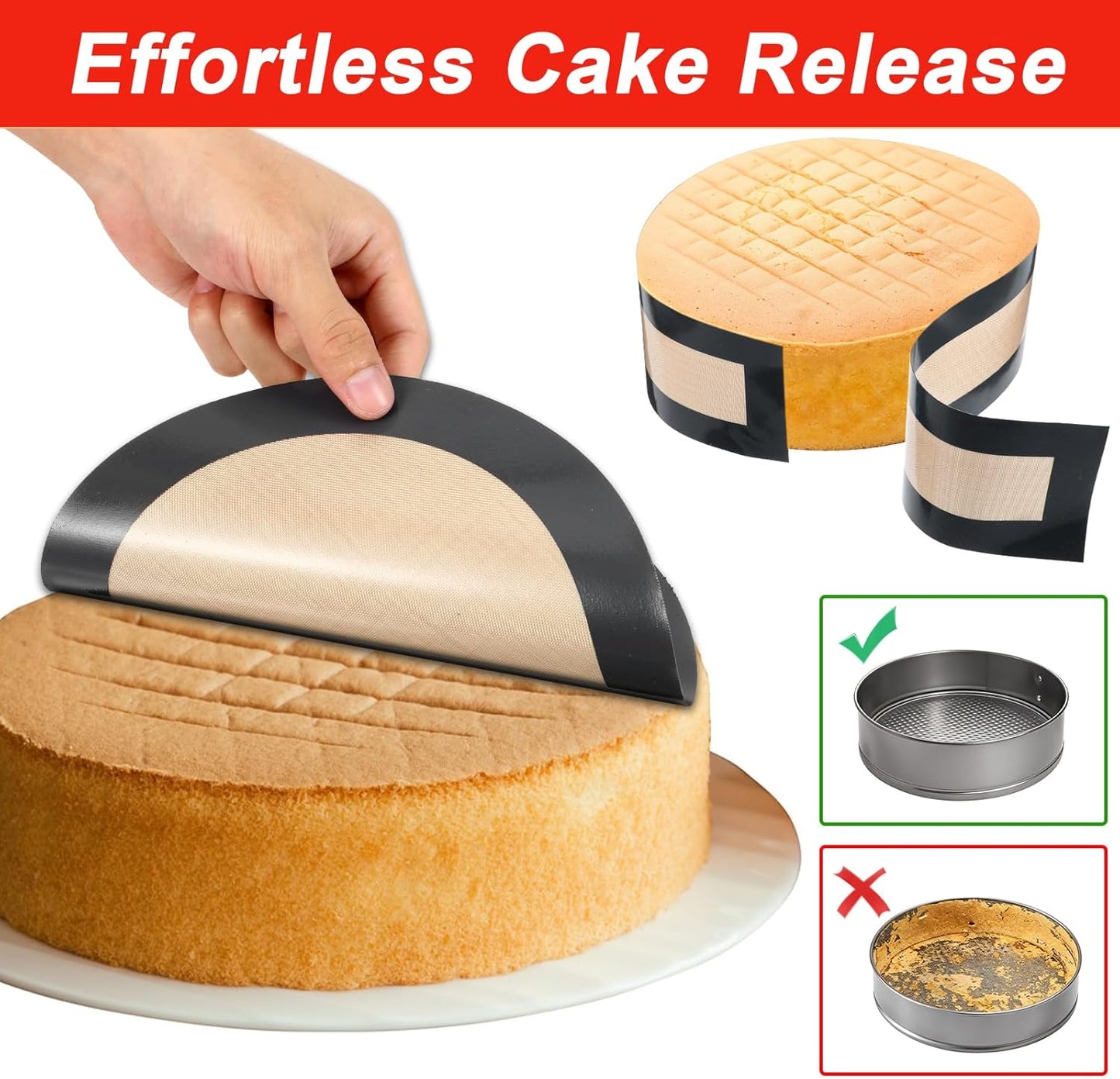 Protectores de molde de silicona para pastel de queso 9" antiadherentes gris y naranja