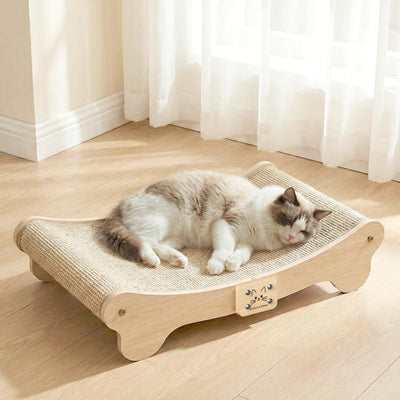 Cama rascador sisal para gatos tumbona madera maciza resistente