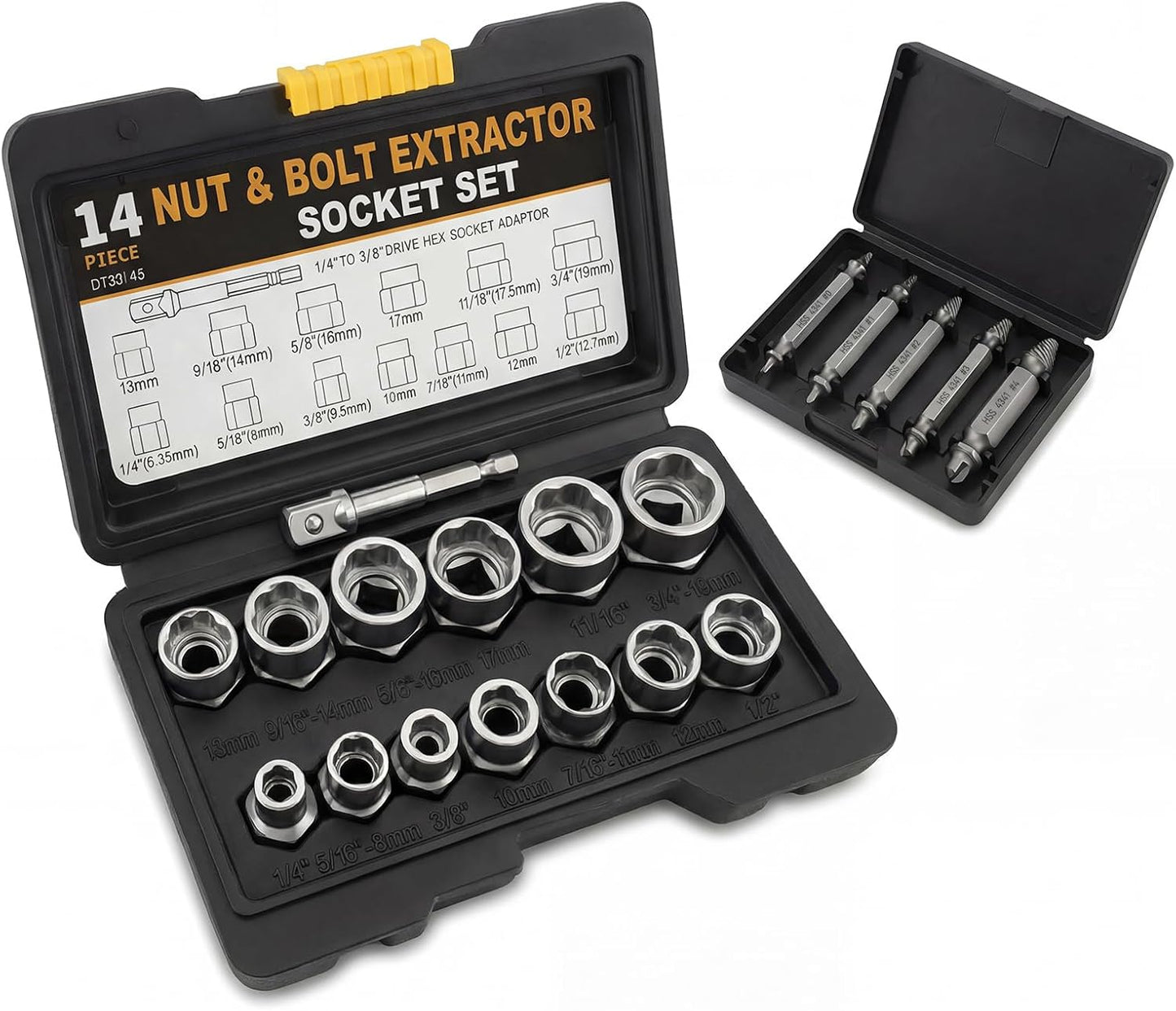Set 19 Extractores Pernos Tuercas para Auto y Hogar