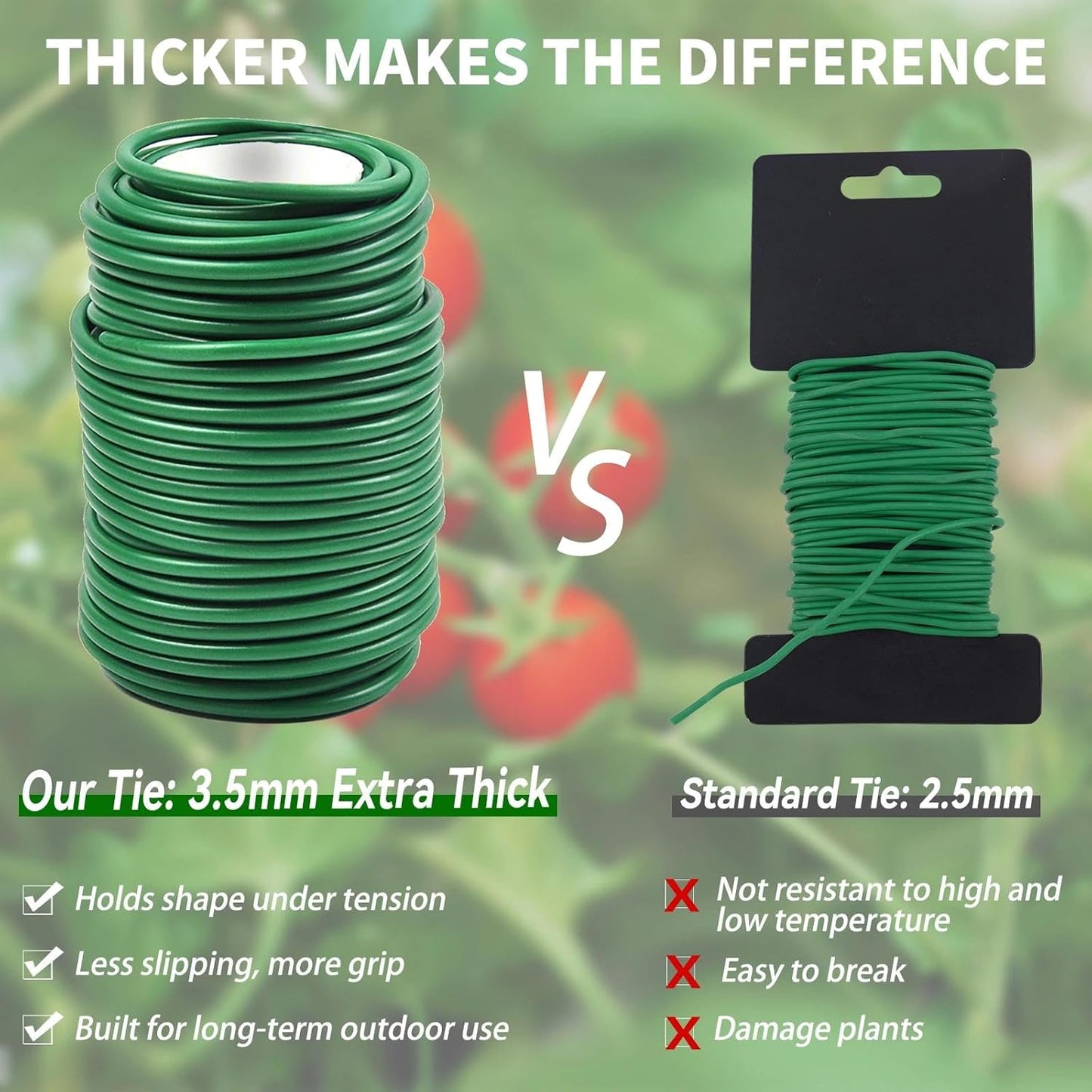Lazos alambre reutilizable impermeable 65.6ft para plantas