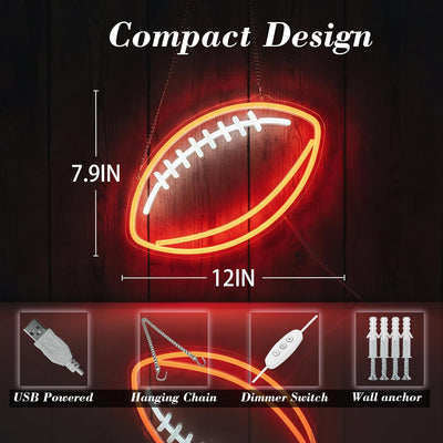 Letrero neón fútbol LED regulable 12x7.9 pulg
