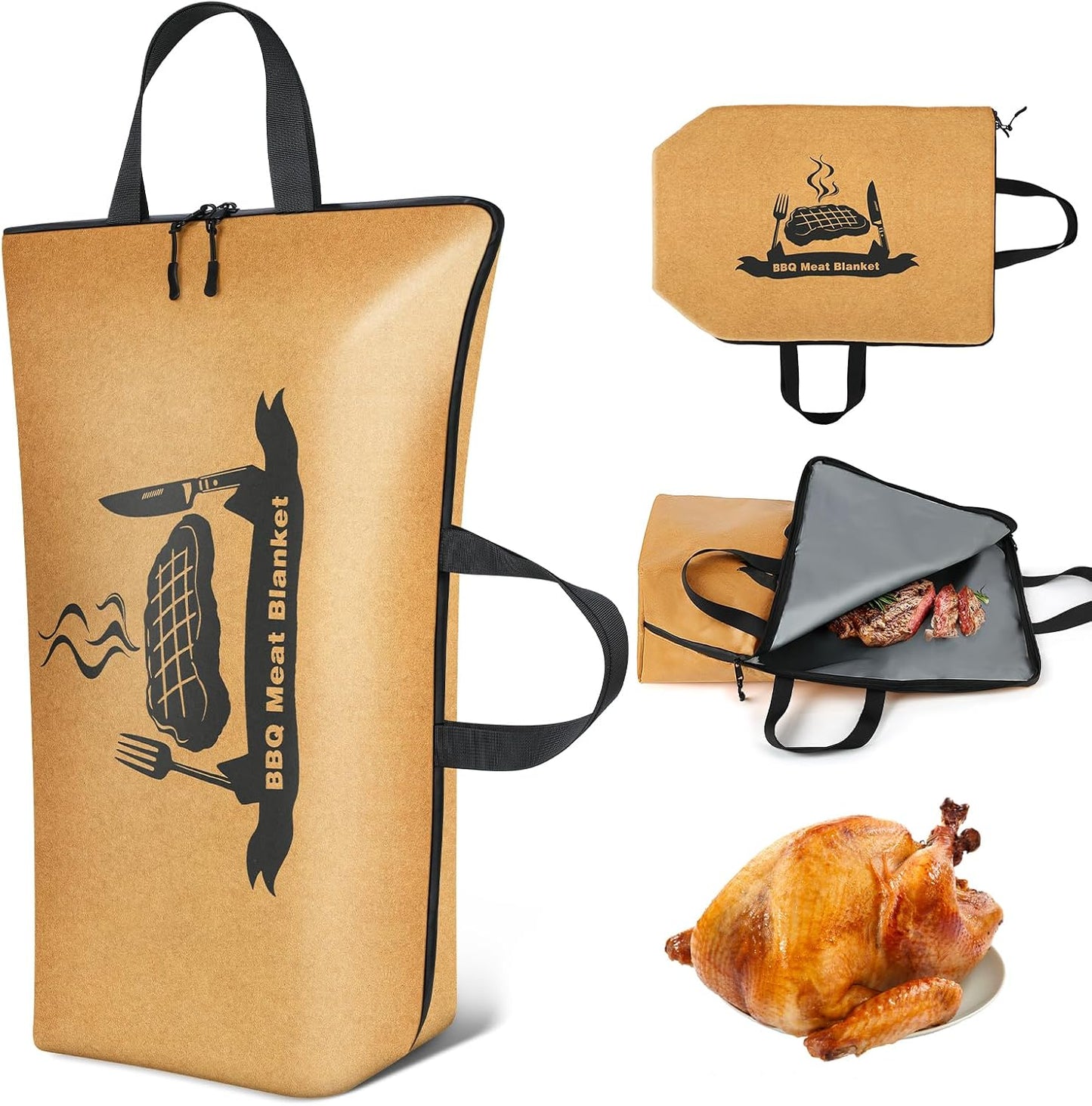 Manta barbacoa reutilizable para carne con asas