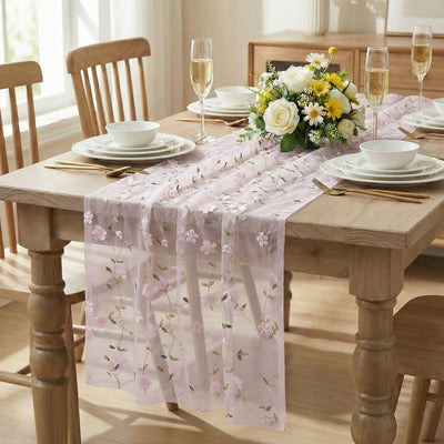 Camino mesa gasa rosa con flores 3D 120pulg decoración fiesta