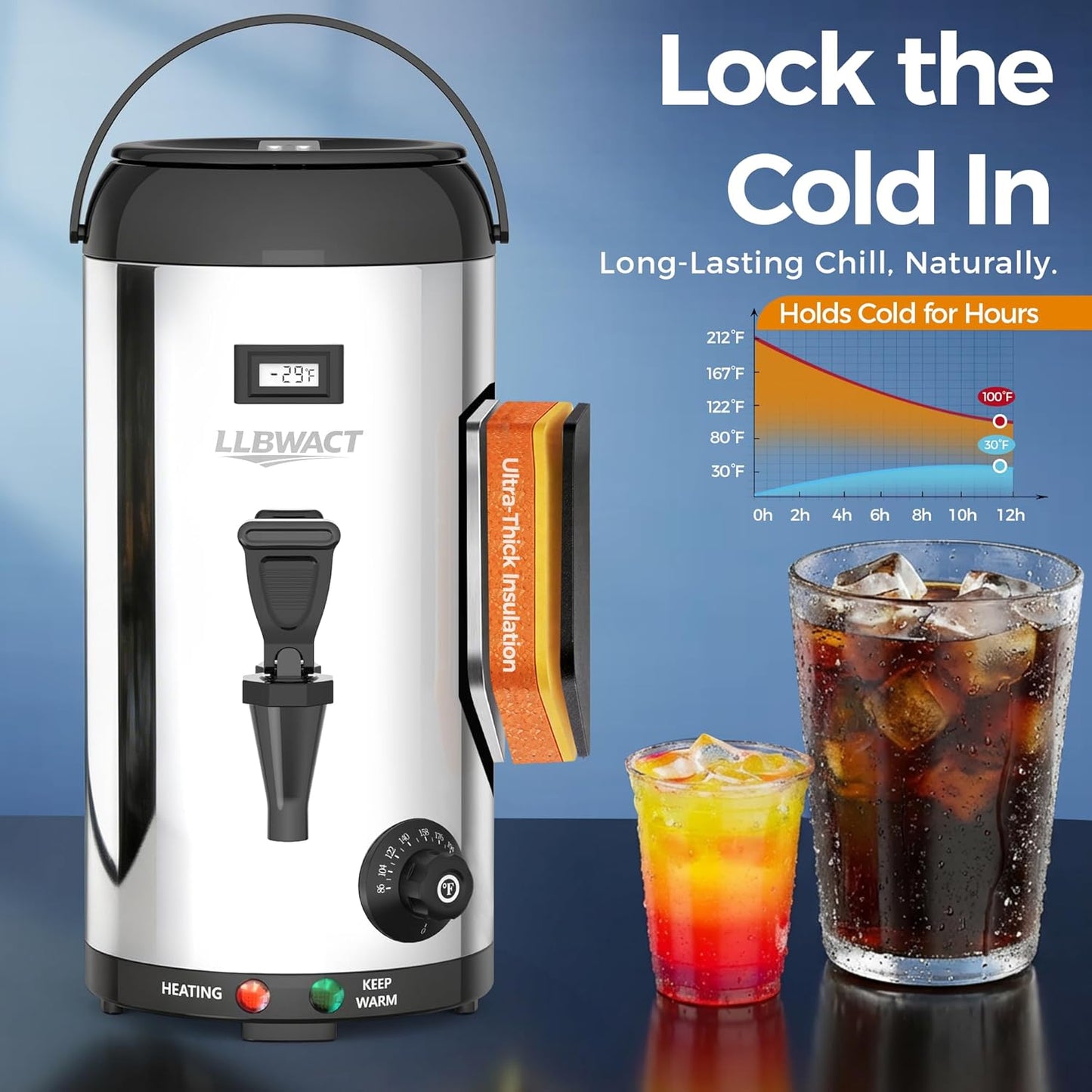 Dispensador eléctrico de bebidas 12 litros con control de temperatura