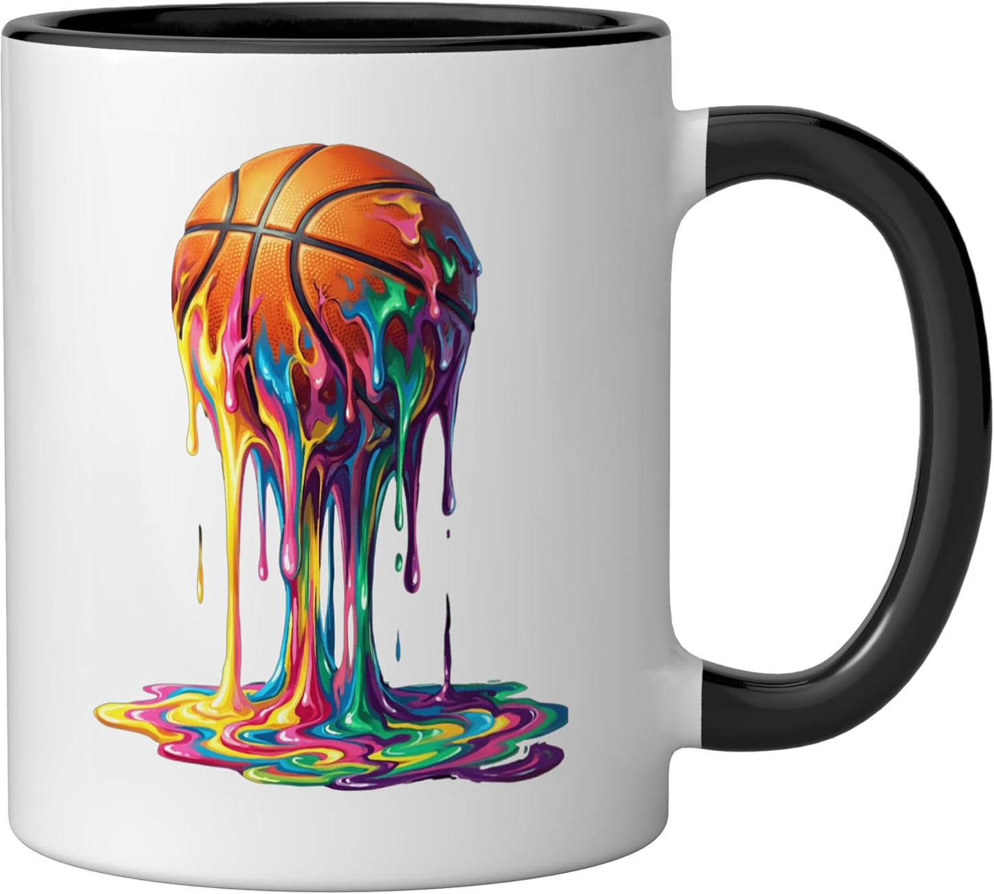 Taza de cerámica Basketball Splash Art negra/blanca
