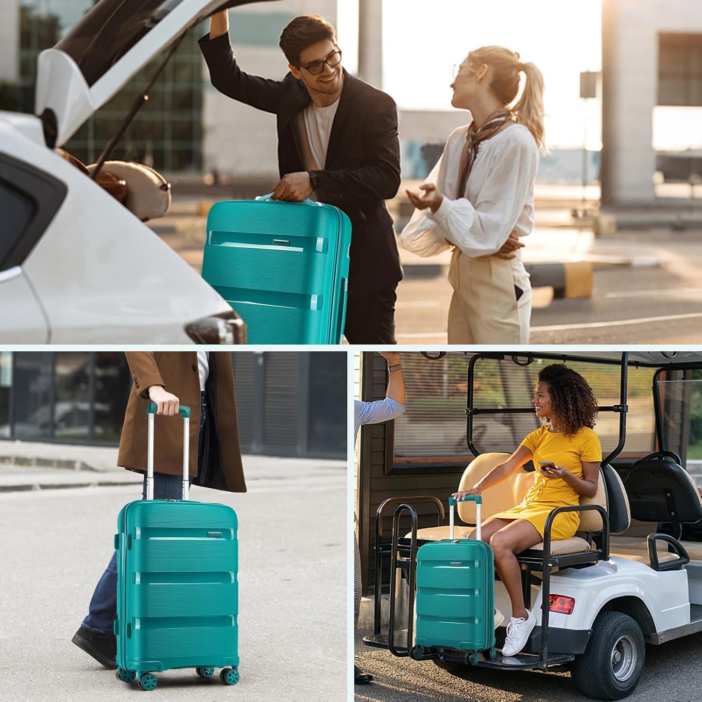Maleta rígida 4 ruedas TSA bloqueo Turquesa set 3 piezas 20/24/28