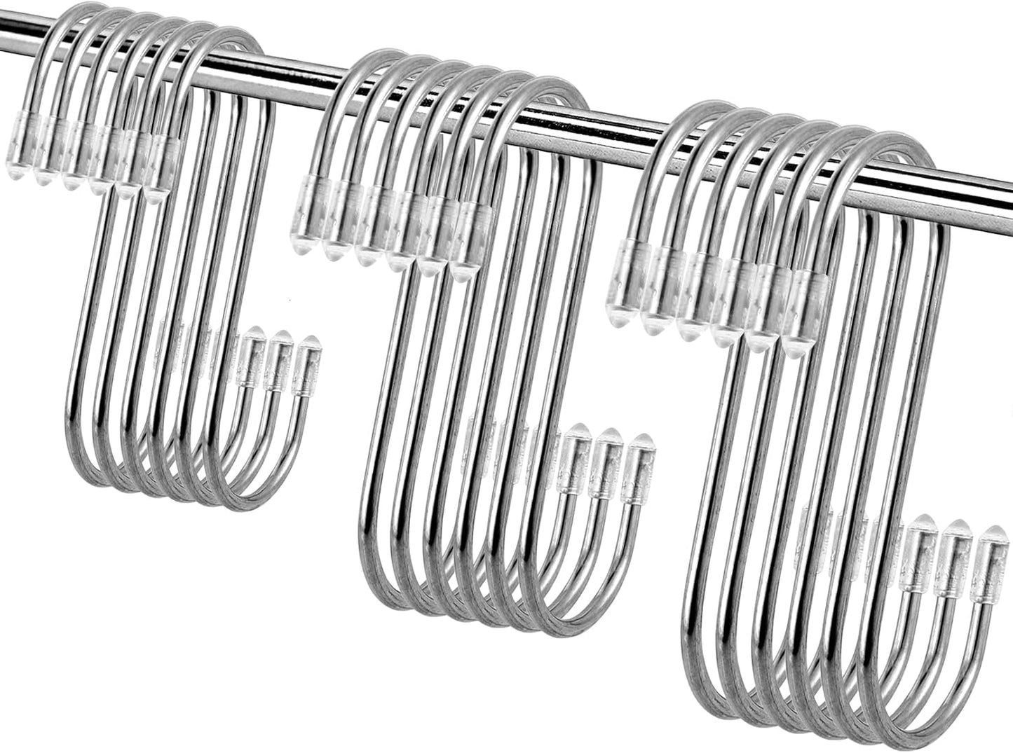 Set 18 Ganchos S Acero Inox 3 Tamaños para Hogar Cocina Jardín