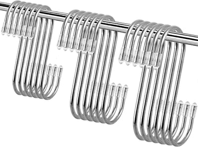 Set 18 Ganchos S Acero Inox 3 Tamaños para Hogar Cocina Jardín