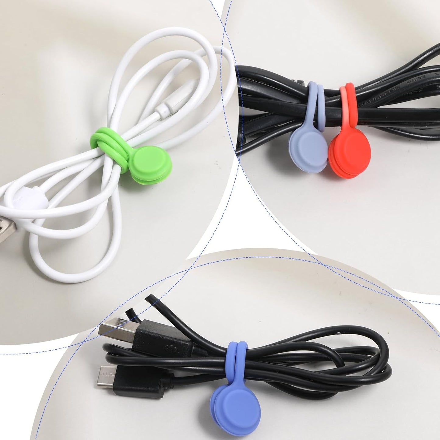 Organizador cables silicona 8uds clips reutilizables