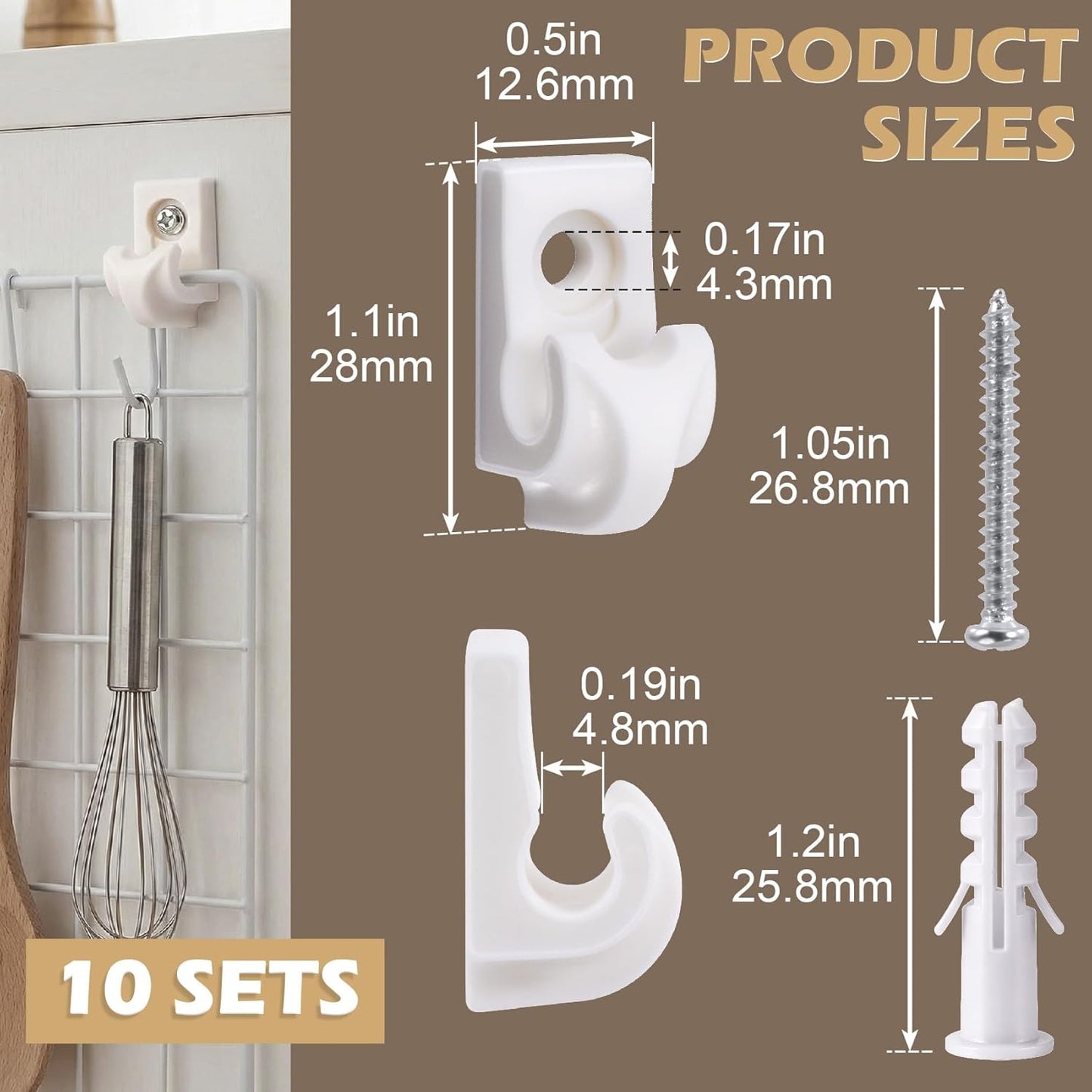 Pack 30 Clips Pared Blanco Soporte Estantería Alambre