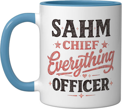 Taza Cerámica para Mamá en Casa Humorística Azul/Blanco