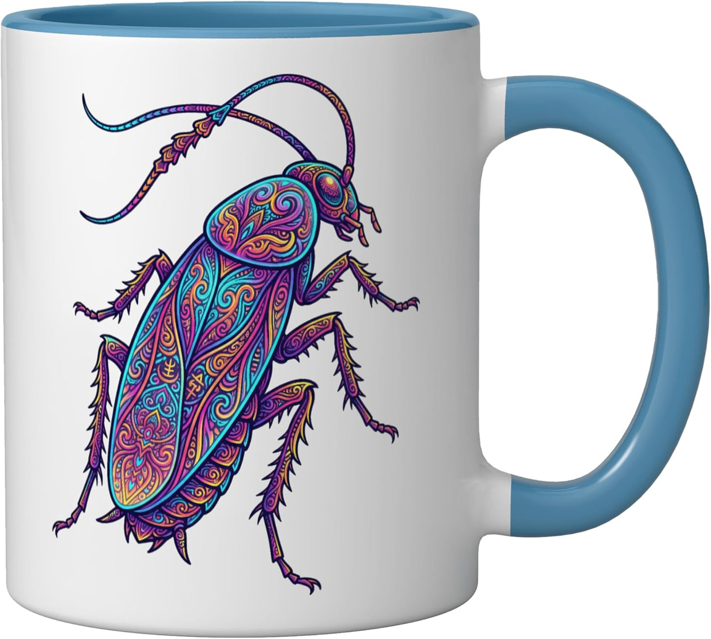 Taza Cerámica para Amantes de Insectos Azul/Blanco