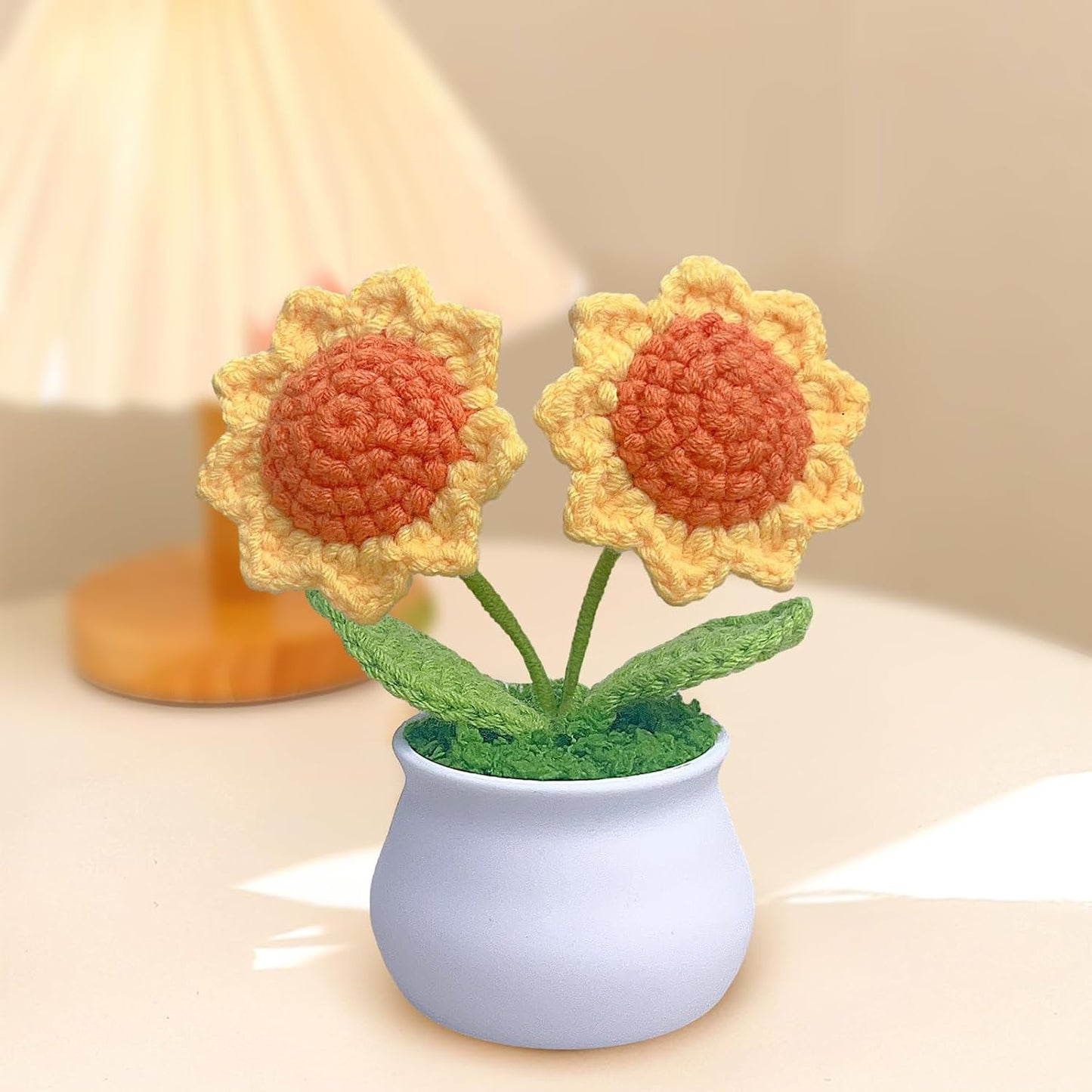 3 Pzas Maceta Ganchillo Girasol Rosa Roja Regalo Mamá San Valentín