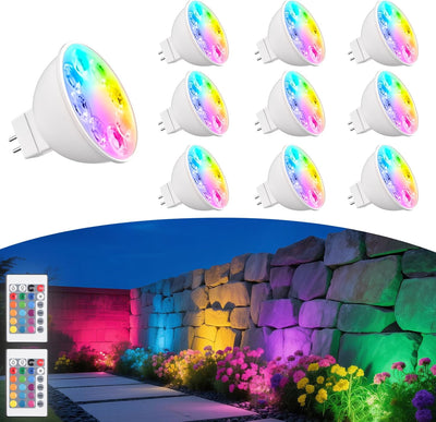 Bombilla LED MR16 RGB GU5.3 12V control remoto 4 niveles brillo