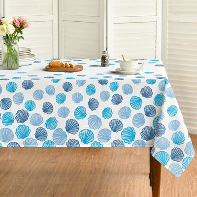 Mantel rectangular de verano 52x70 pulgadas con conchas marinas acuarela