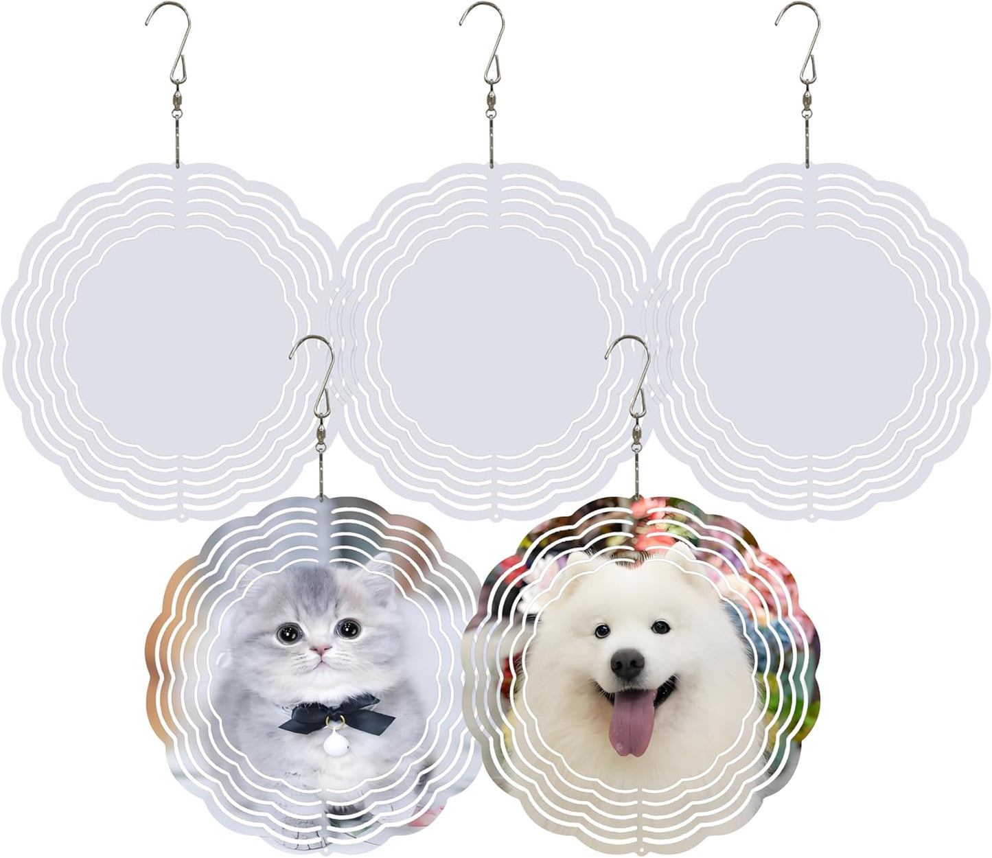 5 Pzas Hilanderos Viento Sublimación 8pulg Aluminio Blanco