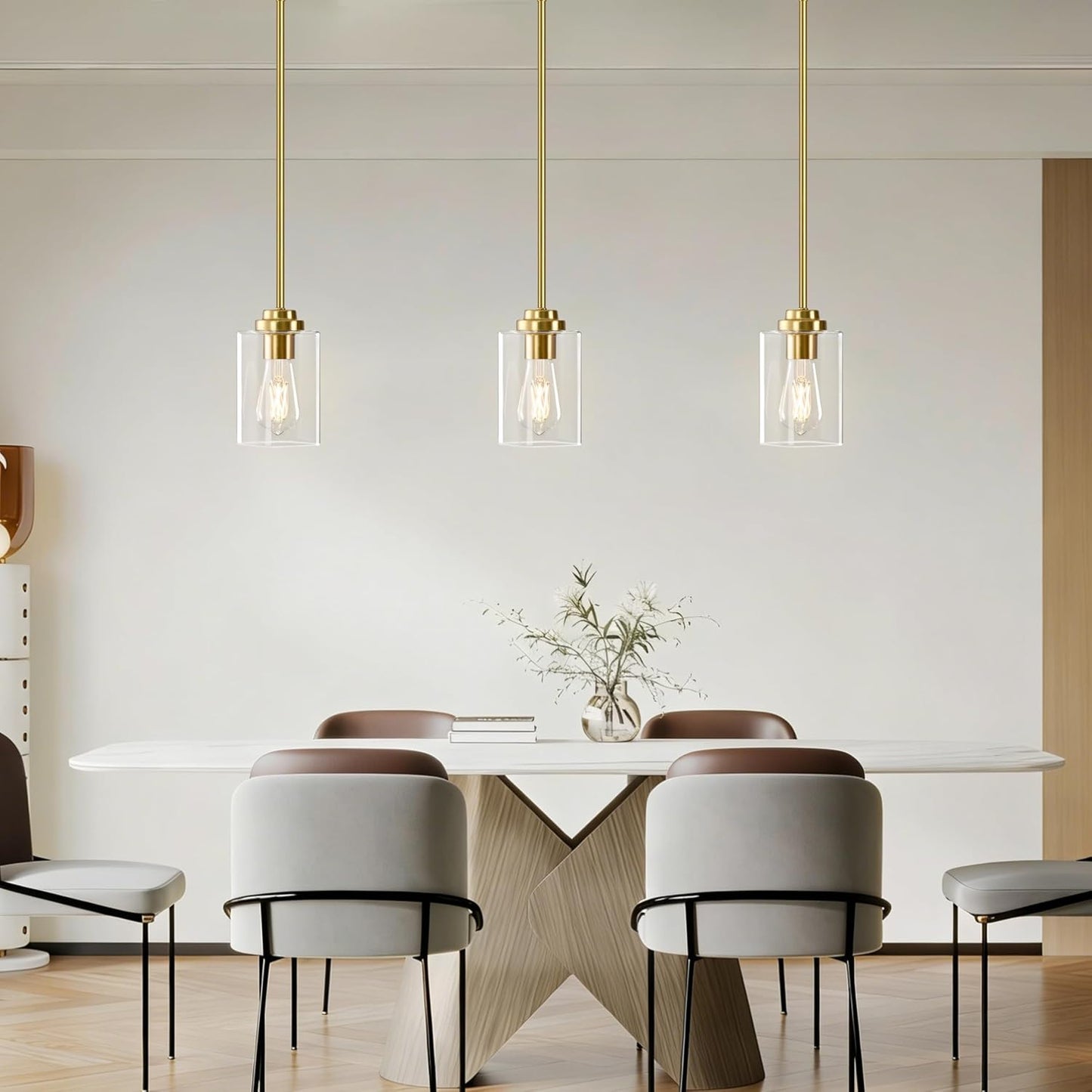 Luces colgantes cristal modernas isla cocina set 2 doradas