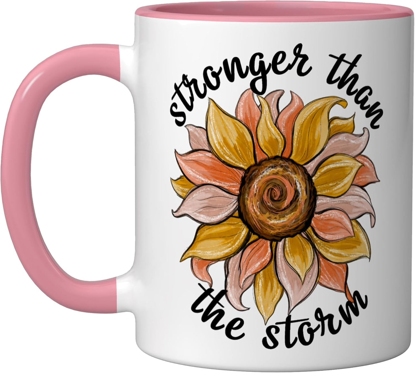 Taza cerámica de flores positividad rosa/blanco