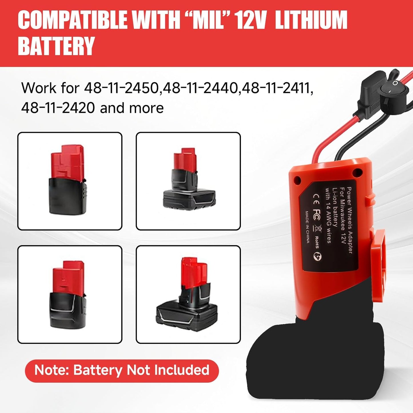 Adaptador coche 12V con fusible interruptor alambre silicona