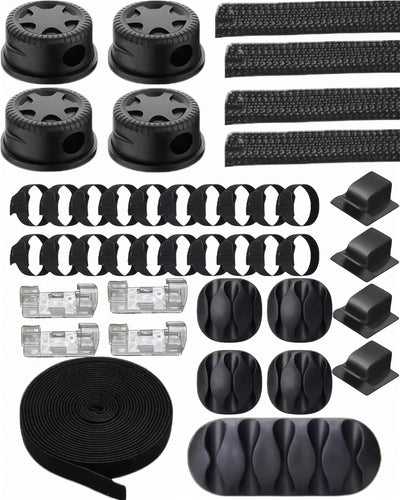 Kit organizador cables escritorio con clips y fundas