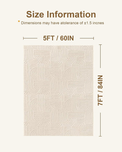 Alfombra felpa suave 5x7ft beige antideslizante