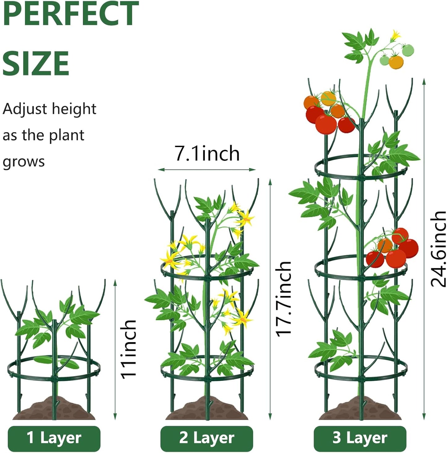 Pack 12 estacas soporte plantas 3 niveles apilables