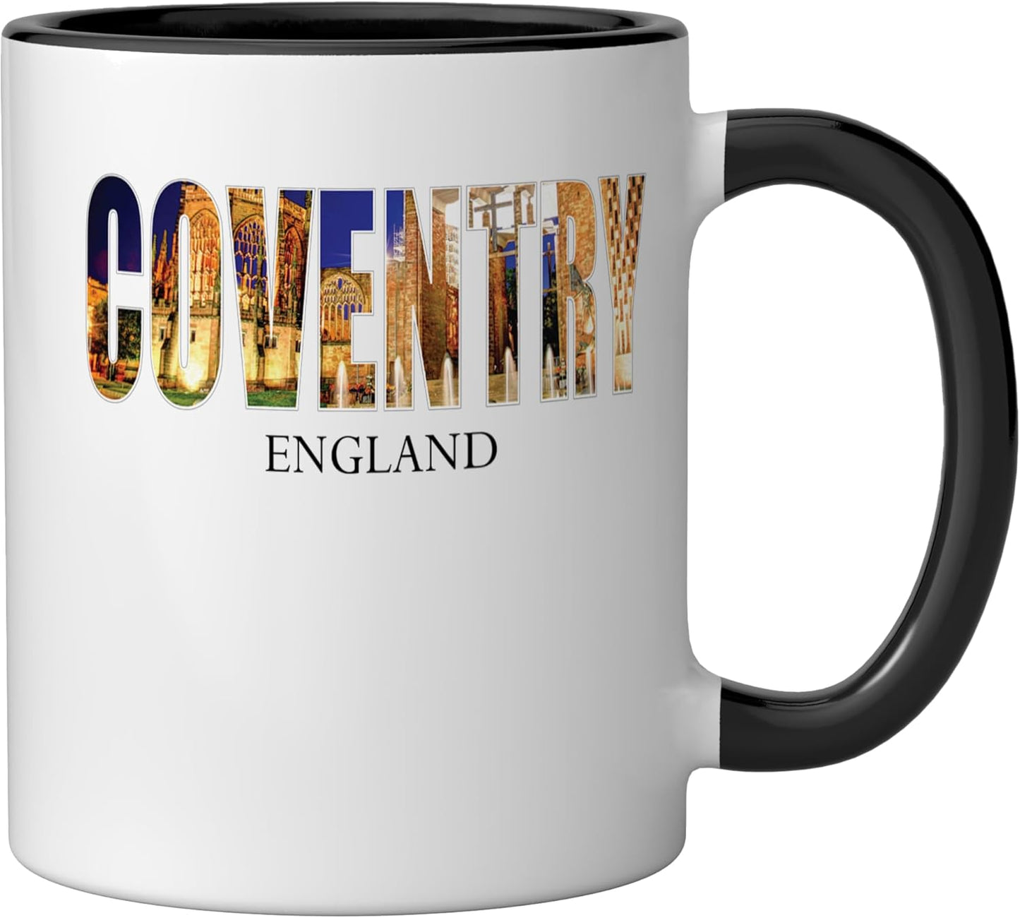 Taza cerámica Coventry diseño vintage Inglaterra negro/blanco