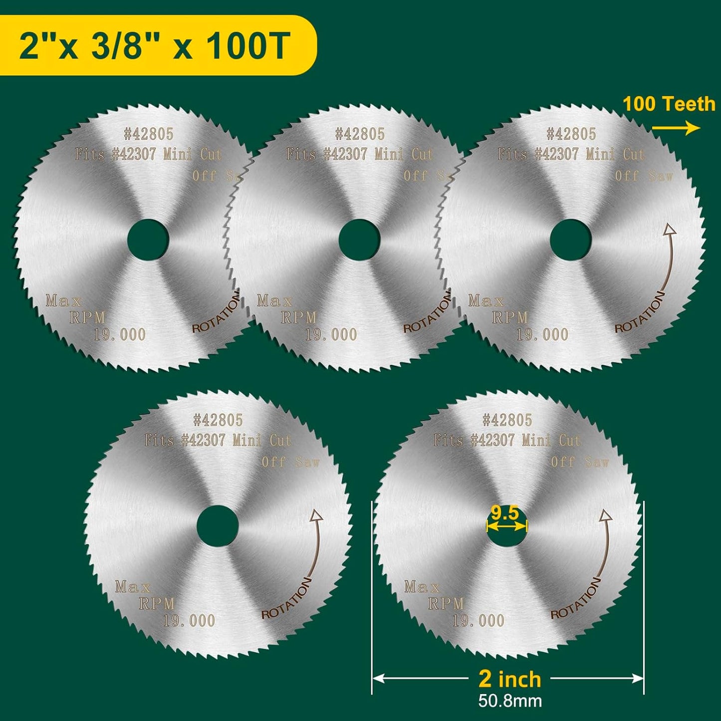 Hoja sierra HSS 2pulg 100T para sierra inglete 5 pzas
