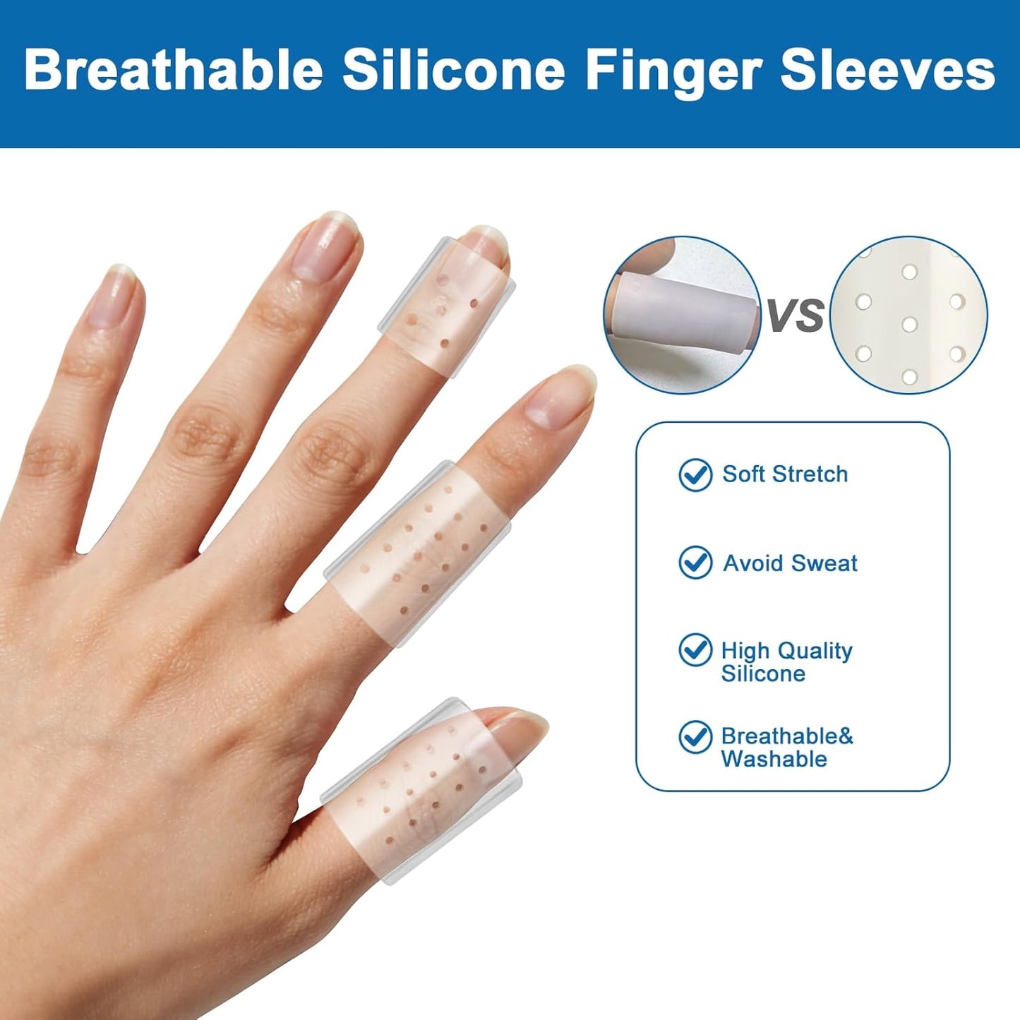 20 Pzas Protectores Dedos con Fundas Silicona Transpirables