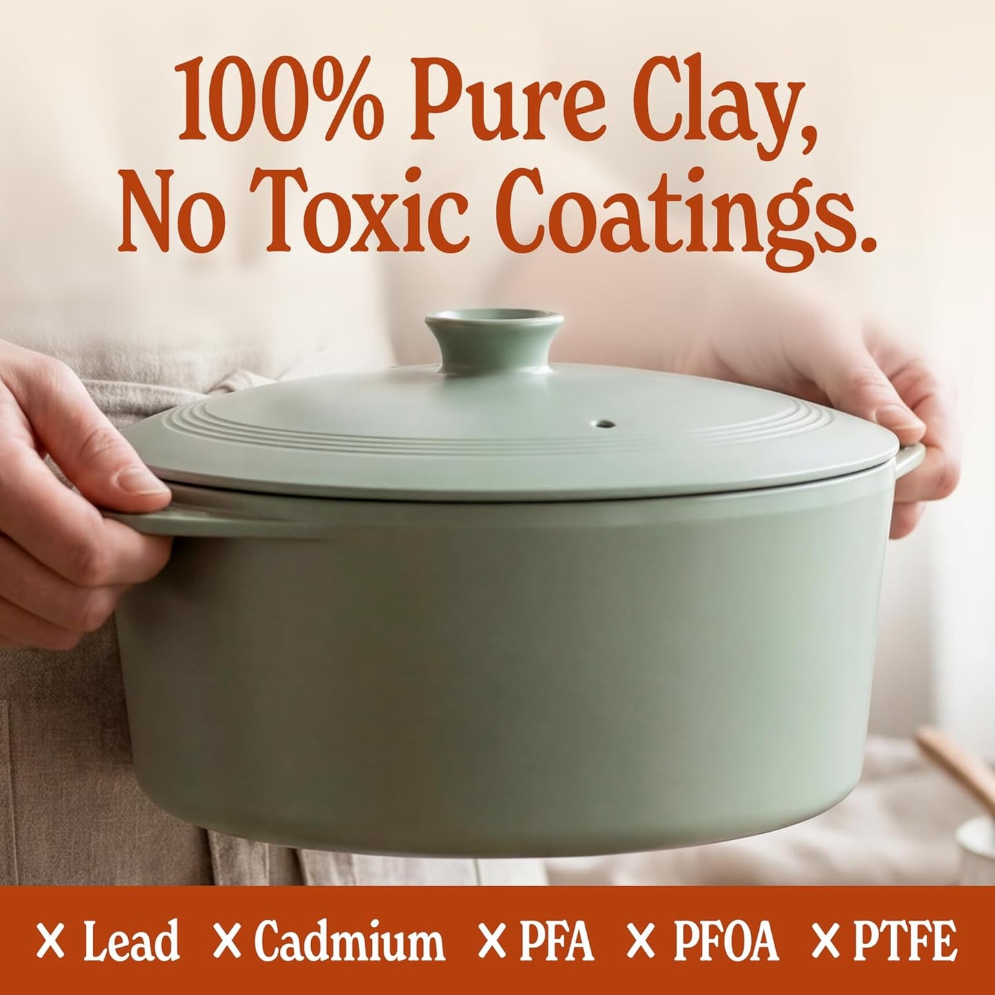 Olla Claypot 5qt con Olla 8en1 Programable Horno Holandés Oliva