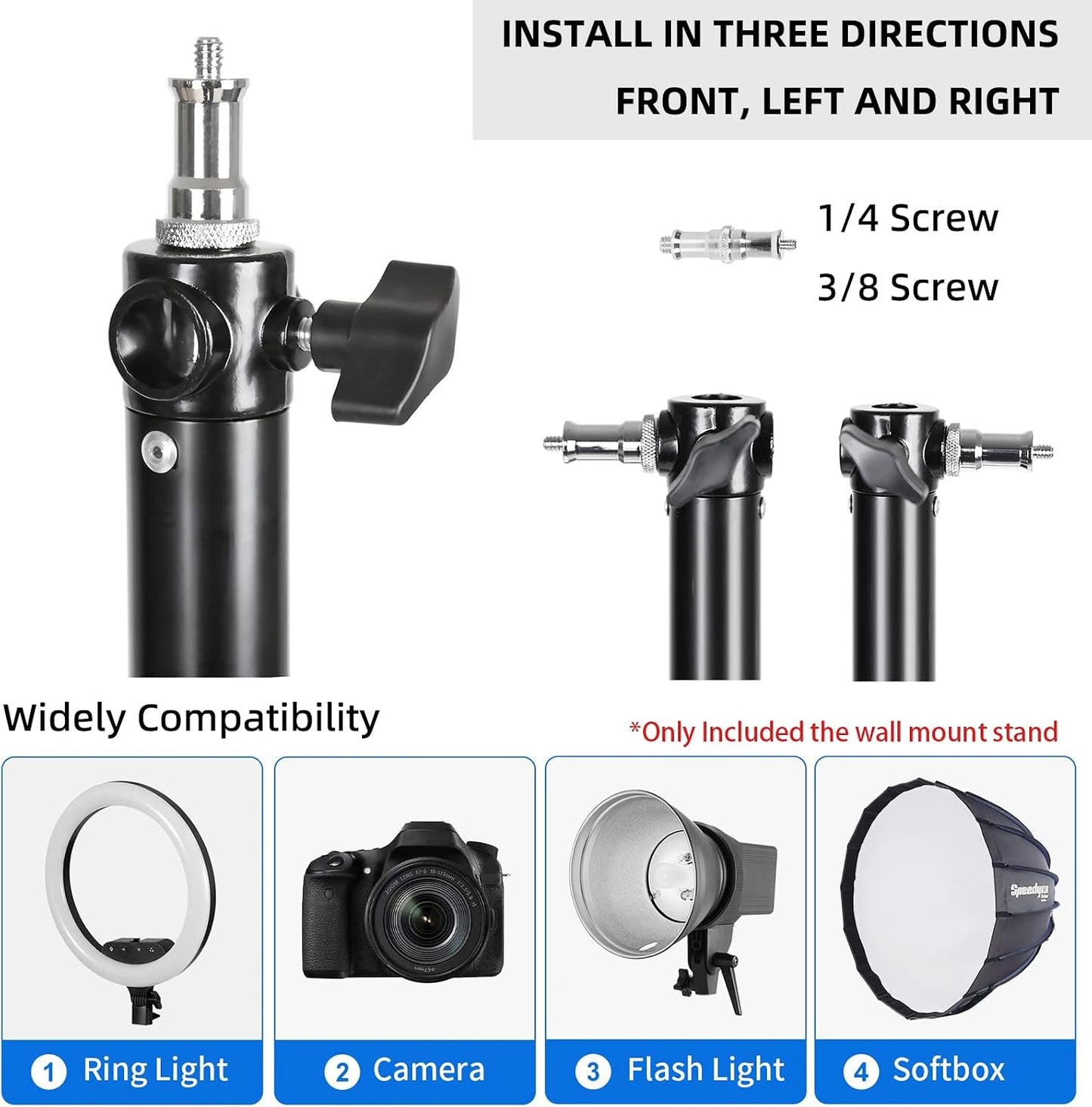 Anillo luz pared triángulo soporte cámara ajustable 68cm
