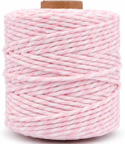 Cuerda algodón rosa y blanco 164pies 0.079pulg para manualidades