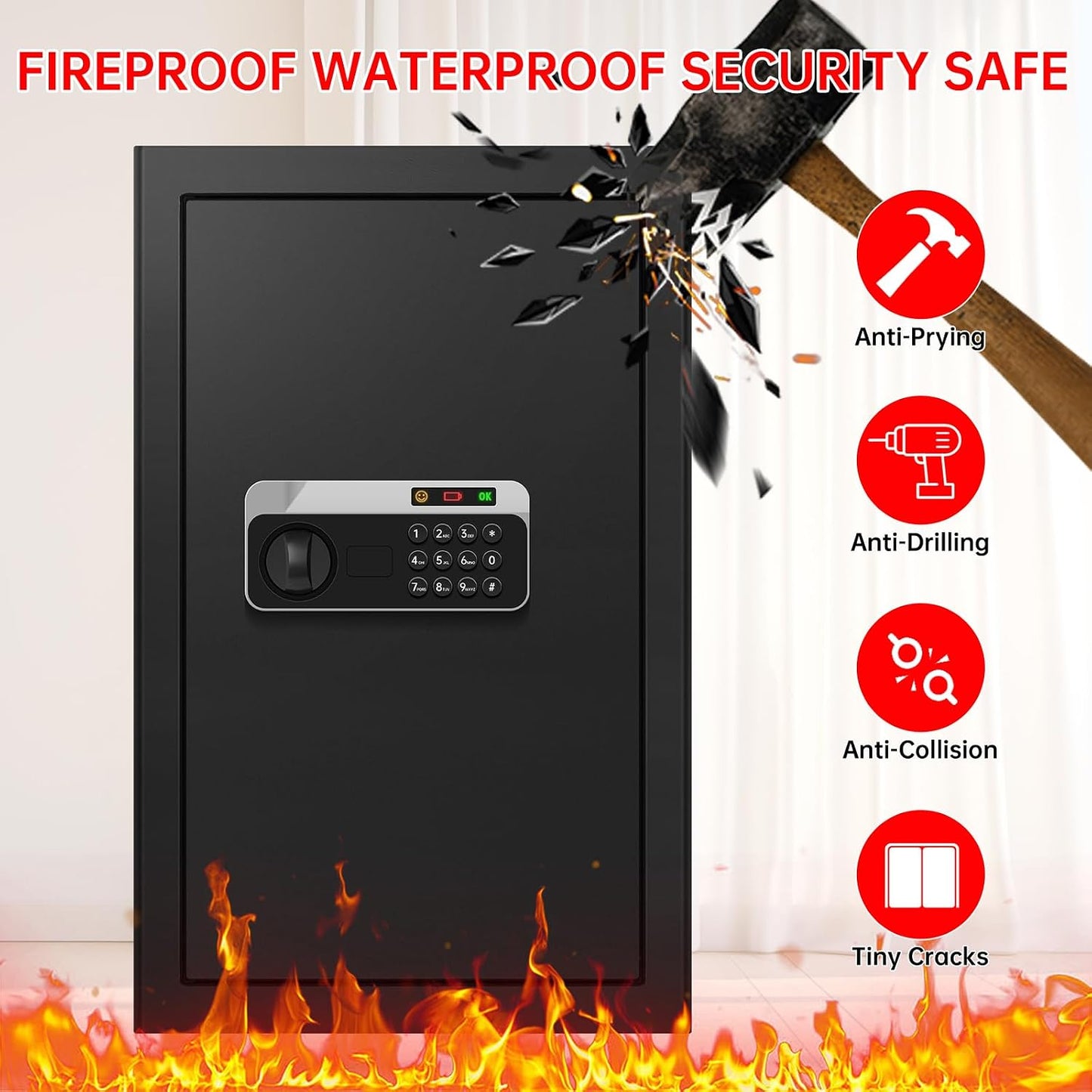 Caja seguridad para hogar 5.2ft³ con alarma antirrobo