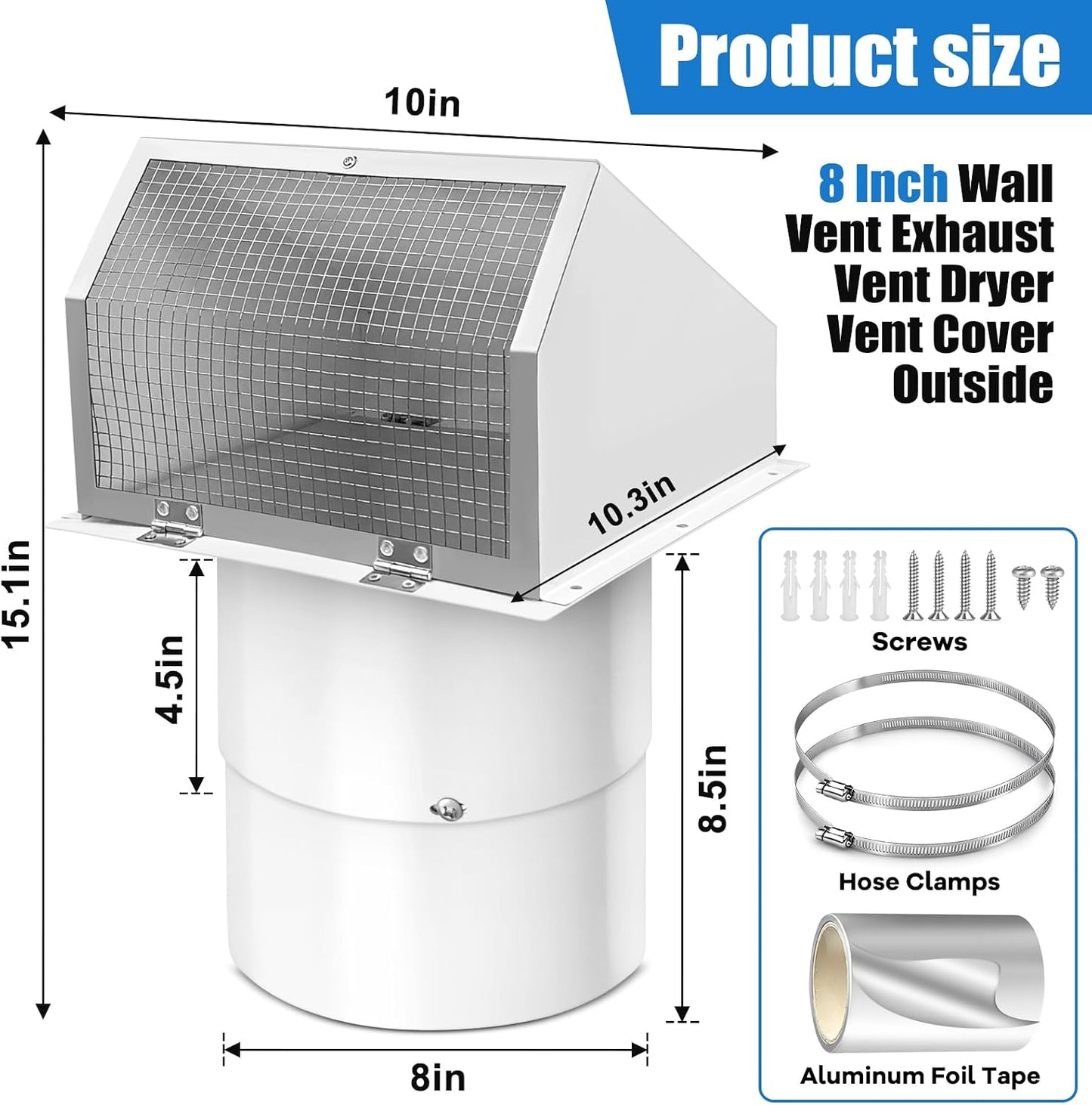 Cubierta ventilación pared microondas 8pulg campana extractora