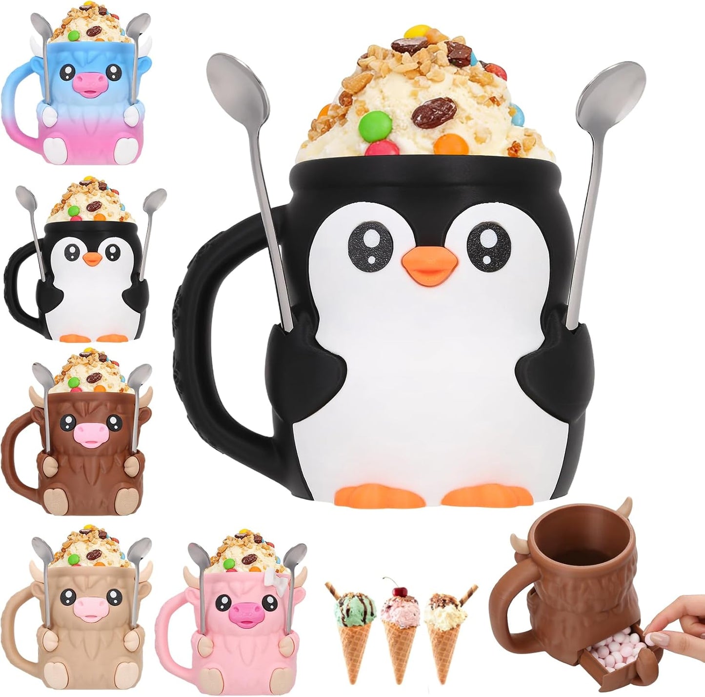Soporte pintas helado Ben Jerry con asa y cucharas