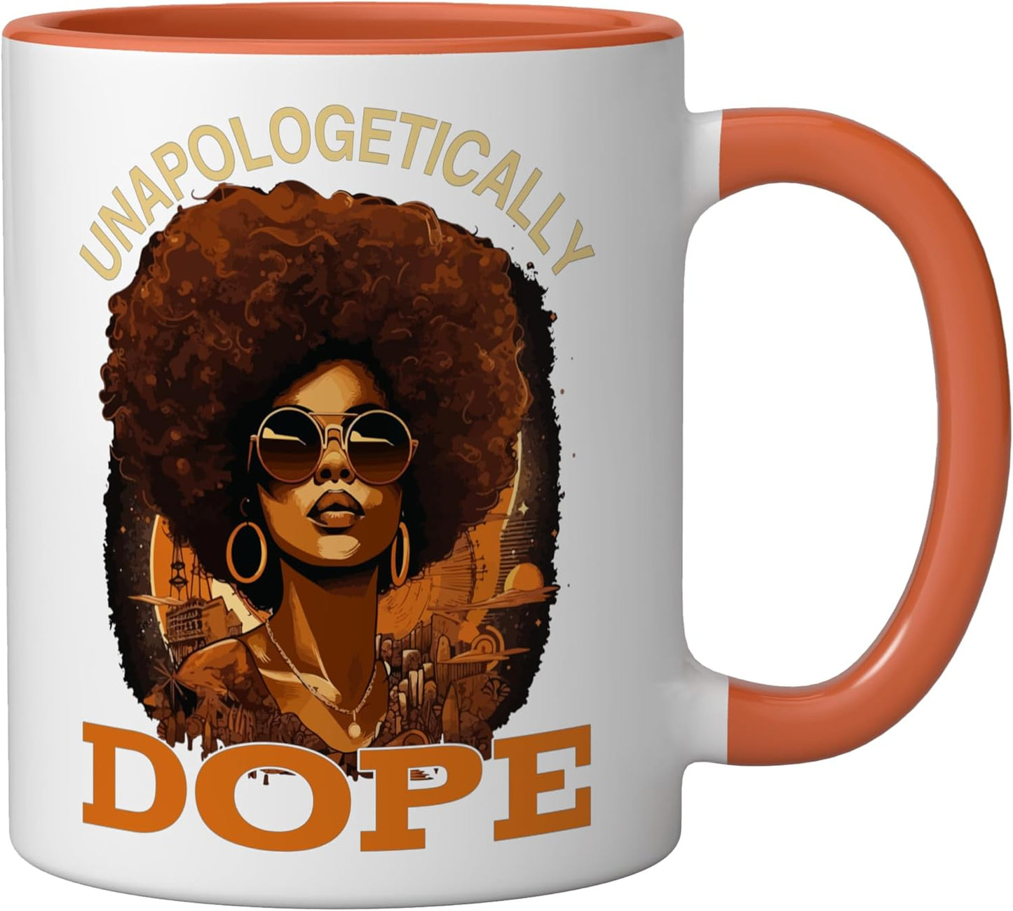 Taza Cerámica Historia Afroamericana Juneteenth Naranja/Blanco