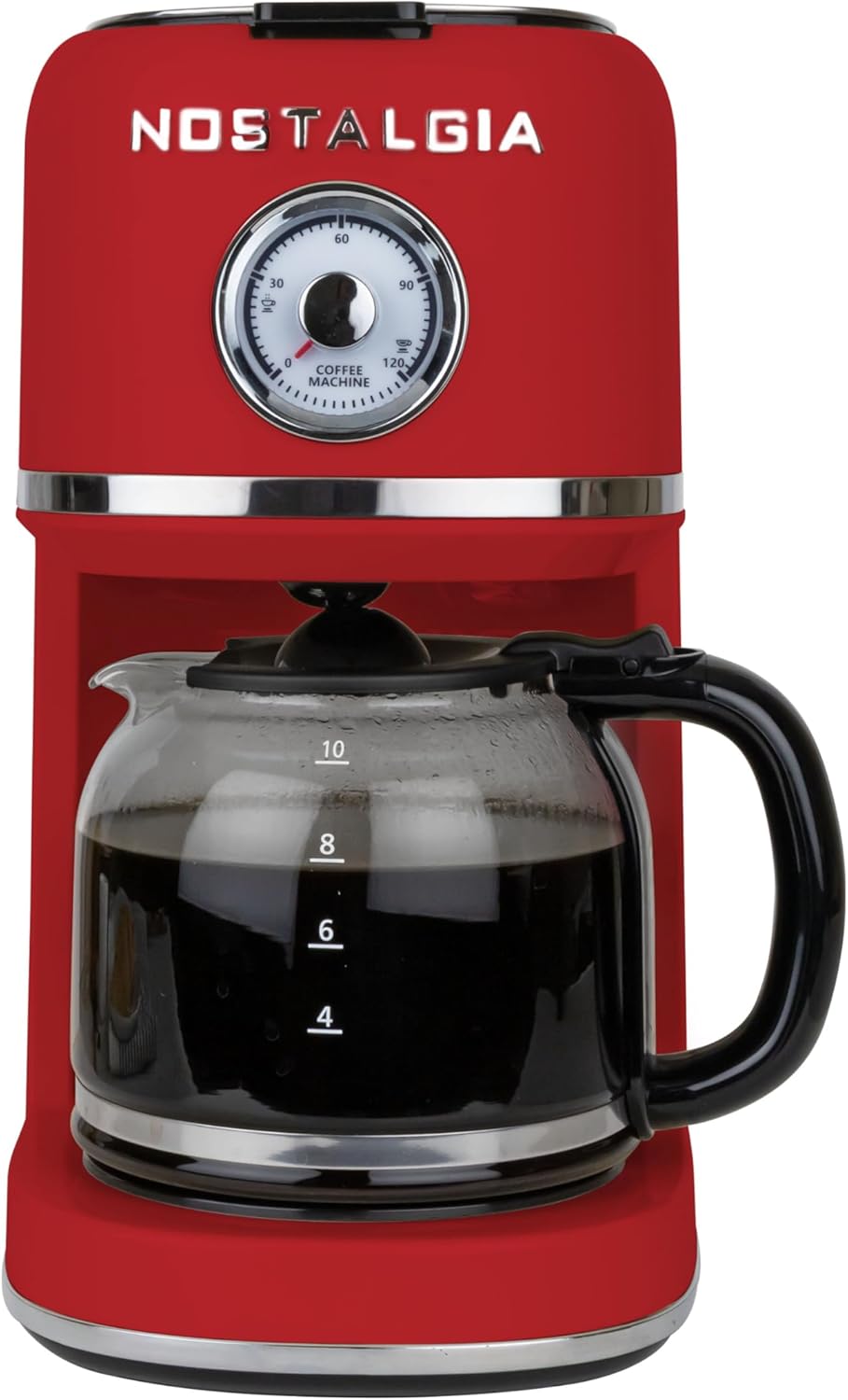 Cafetera Retro 10 Tazas Filtro Reutilizable Jarra 50oz Rojo